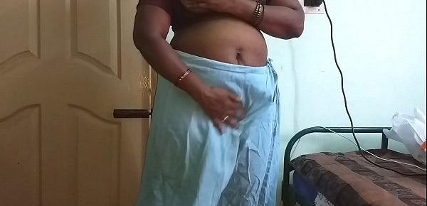  desi  indian tamil telugu kannada malayalam hindi horny cheating wife vanitha wearing grey colour saree  showing big boobs and shaved pussy press hard boobs press nip rubbing pussy masturbation